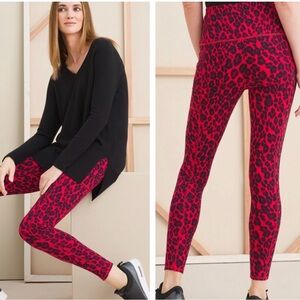 Chico’s Zenergy Women’s Size 4/6R So Sliming Red Cheetah Animal Print Leggings